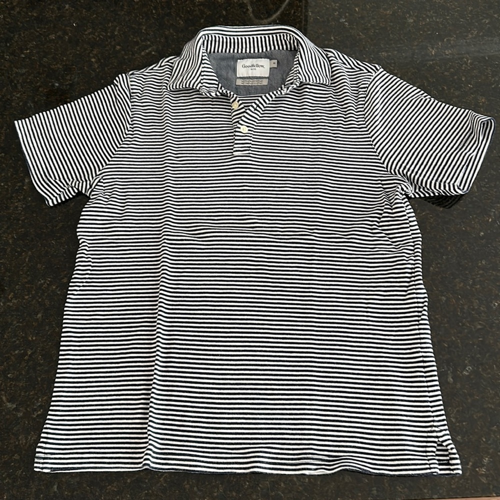 Good fellow&co Standard fit striped navy and white polo shirt